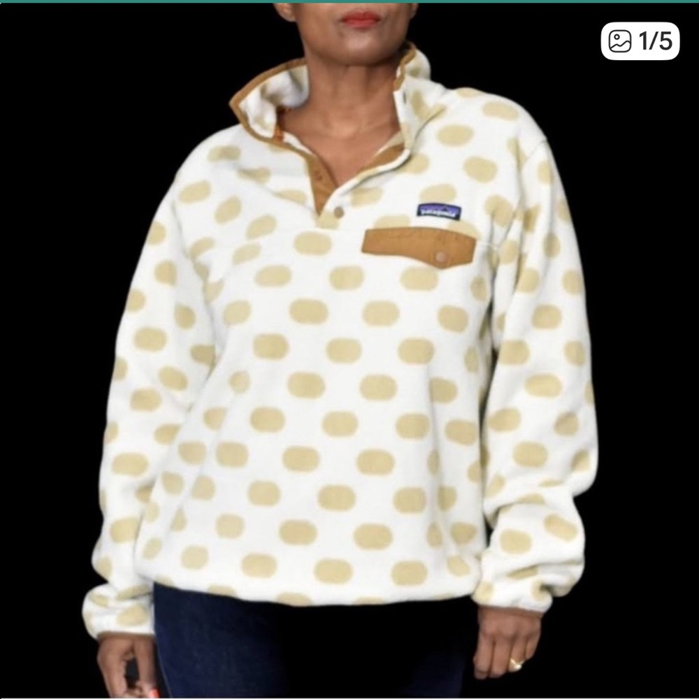 Patagonia Synchilla Snap T Fleece Polka Dot Pullover Size Medium